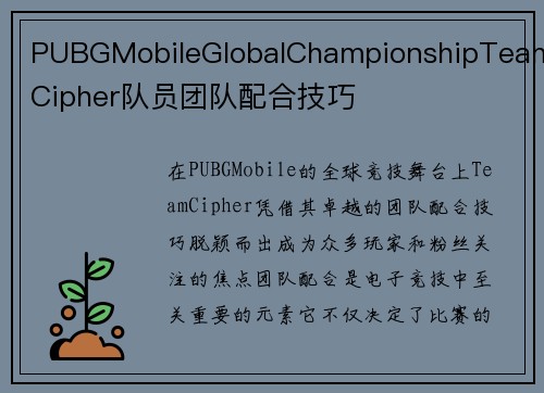 PUBGMobileGlobalChampionshipTeamCipher队员团队配合技巧